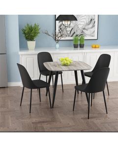 Aspen Grey Oak Square Dining Table With 4 White Curve Plastic Chairs