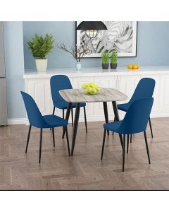 Aspen Grey Oak Square Dining Table With 4 Blue Duo Plastic Chairs