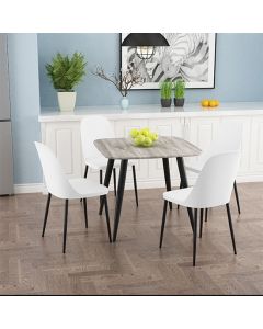 Aspen Grey Oak Square Dining Table With 4 White Duo Plastic Chairs