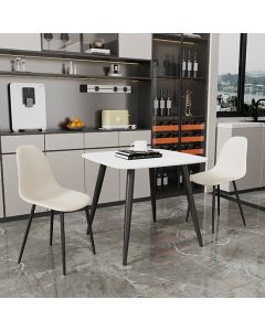 Aspen White Square Dining Table With 2 Calico Curve Plastic Chairs