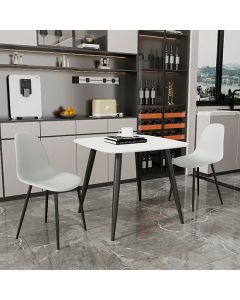 Aspen White Square Dining Table With 2 Grey Curve Plastic Chairs