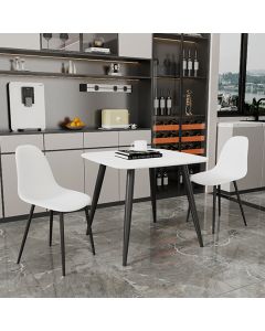 Aspen White Square Dining Table With 2 White Curve Plastic Chairs