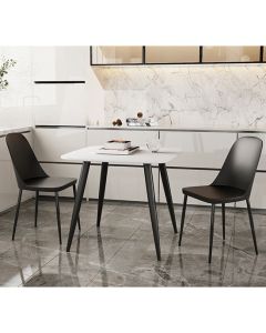 Aspen White Square Dining Table With 2 Black Duo Plastic Chairs