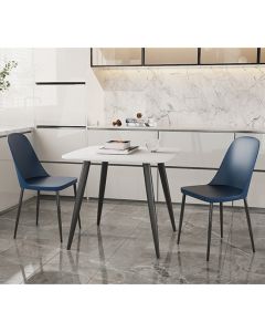 Aspen White Square Dining Table With 2 Blue Duo Plastic Chairs