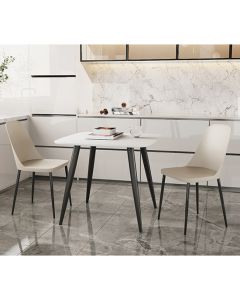 Aspen White Square Dining Table With 2 Calico Duo Plastic Chairs