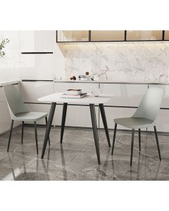 Aspen White Square Dining Table With 2 Grey Duo Plastic Chairs