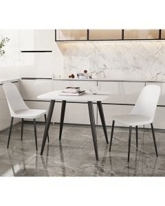 Aspen White Square Dining Table With 2 White Duo Plastic Chairs