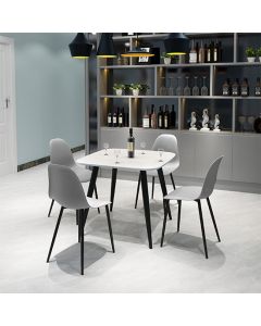 Aspen White Square Dining Table With 4 Grey Curve Plastic Chairs