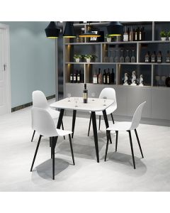 Aspen White Square Dining Table With 4 White Curve Plastic Chairs