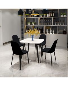 Aspen White Square Dining Table With 4 Black Duo Plastic Chairs