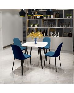 Aspen White Square Dining Table With 4 Blue Duo Plastic Chairs