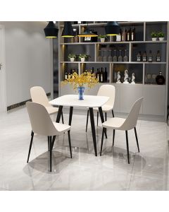 Aspen White Square Dining Table With 4 Calico Duo Plastic Chairs