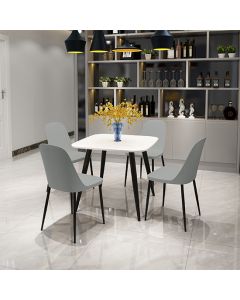 Aspen White Square Dining Table With 4 Grey Duo Plastic Chairs