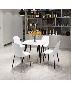 Aspen White Square Dining Table With 4 White Duo Plastic Chairs