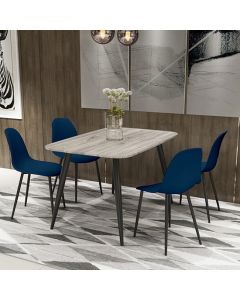 Aspen Grey Oak Rectangular Dining Table With 4 Blue Curve Plastic Chairs