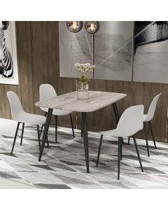 Aspen Grey Oak Rectangular Dining Table With 4 Calico Curve Plastic Chairs