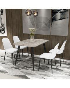 Aspen Grey Oak Rectangular Dining Table With 4 White Duo Plastic Chairs