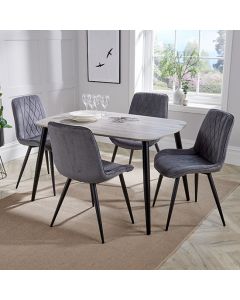 Aspen Grey Oak Rectangular Dining Table With 4 Grey Fabric Chairs