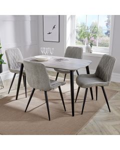 Aspen Grey Oak Rectangular Dining Table With 4 Light Grey Fabric Chairs