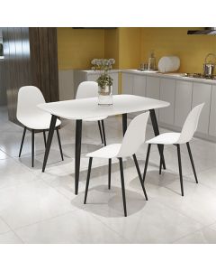 Aspen White Rectangular Dining Table With 4 White Curve Plastic Chairs