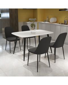 Aspen White Rectangular Dining Table With 4 Black Duo Plastic Chairs