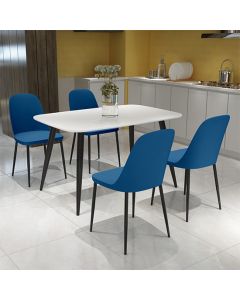 Aspen White Rectangular Dining Table With 4 Blue Duo Plastic Chairs