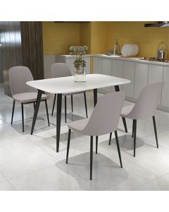 Aspen White Rectangular Dining Table With 4 Calico Duo Plastic Chairs