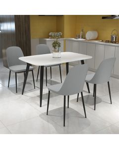 Aspen White Rectangular Dining Table With 4 Grey Duo Plastic Chairs