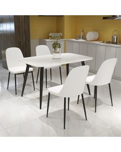 Aspen White Rectangular Dining Table With 4 White Duo Plastic Chairs