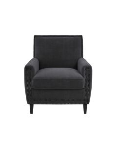 Atticus Plush Fabric Armchair In Anthracite With Wooden Feets