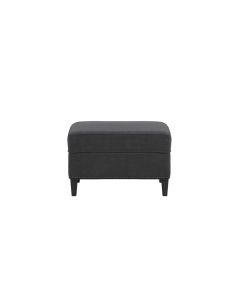 Atticus Plush Fabric Footstool In Anthracite With Wooden Feets