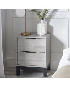 Bali Wooden Bedside Cabinet With 2 Drawers In Grey Oak