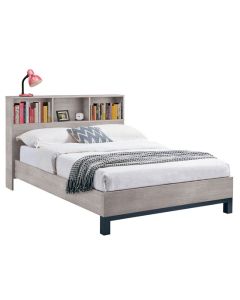 Bali Wooden Single Bed With Bookcase Headboard In Grey Oak