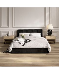 Berlin Velvet Ottoman Super King Size Bed In Black