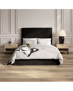 Berlin Tall Velvet Ottoman Double Bed In Black