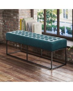 Boden Chenille Fabric Seating Bench in Yale Blue