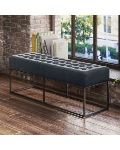 Boden Chenille Fabric Seating Bench in Steel Grey