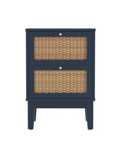 Bordeaux Wooden Bedside Cabinet With 2 Drawers In Blue