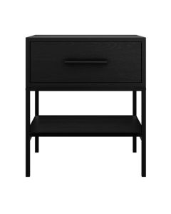 Boston Wooden Bedside Cabinet With 1 Drawer In Matte Black