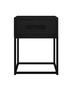 Bray Wooden Bedside Cabinet With 1 Drawer In Matte Black