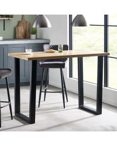 Brooklyn Wooden Bar Table Oak With Gunmetal Frame