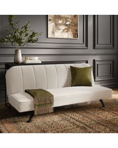 Burlington Boucle Fabric Sofa Bed In Ivory With Matte Black Legs