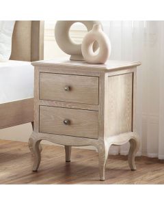 Camille Wooden Bedside Cabinet With 2 Drawers In Limed Oak