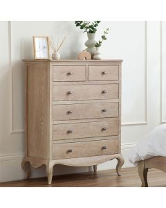 Camille Wooden Chest Of 6 Drawers In Limed Oak