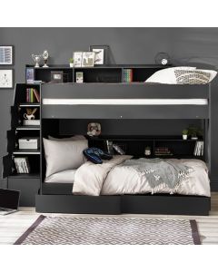 Camelot Wooden Bunk Bed With Staircase Design In Anthracite