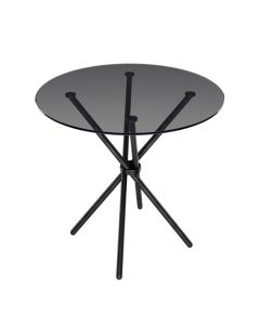 Casa Smoked Top Glass Dining Table With Black Metal Legs