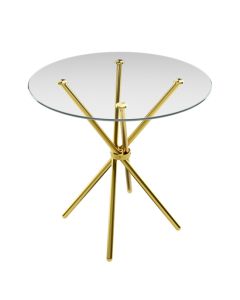 Casa Clear Top Glass Dining Table With Gold Metal Legs