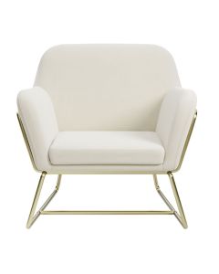 Charles Velvet Armchair In Cream With Brushed Gold Legs