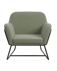 Charles Velvet Armchair In Sage With Matte Black Legs