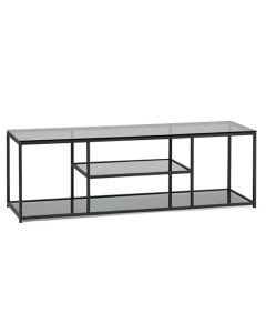 Chicago Smoked Glass TV Stand With Black Metal Frame